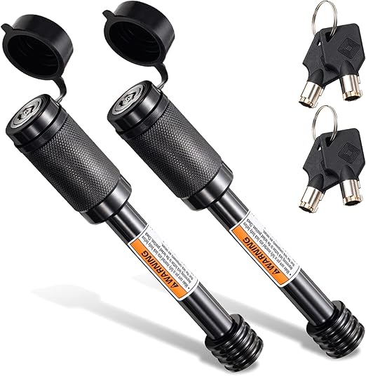 CZC AUTO Hitch Receiver Pin Lock Trailer Receiver Lock Keyed Alike with 5/8" Pin for Class III IV 2" and 2-1/2" Receiver for Hitch Bike Rack Tray Ball Tow Rope for Trailer Truck Car Boat (2 Pack)