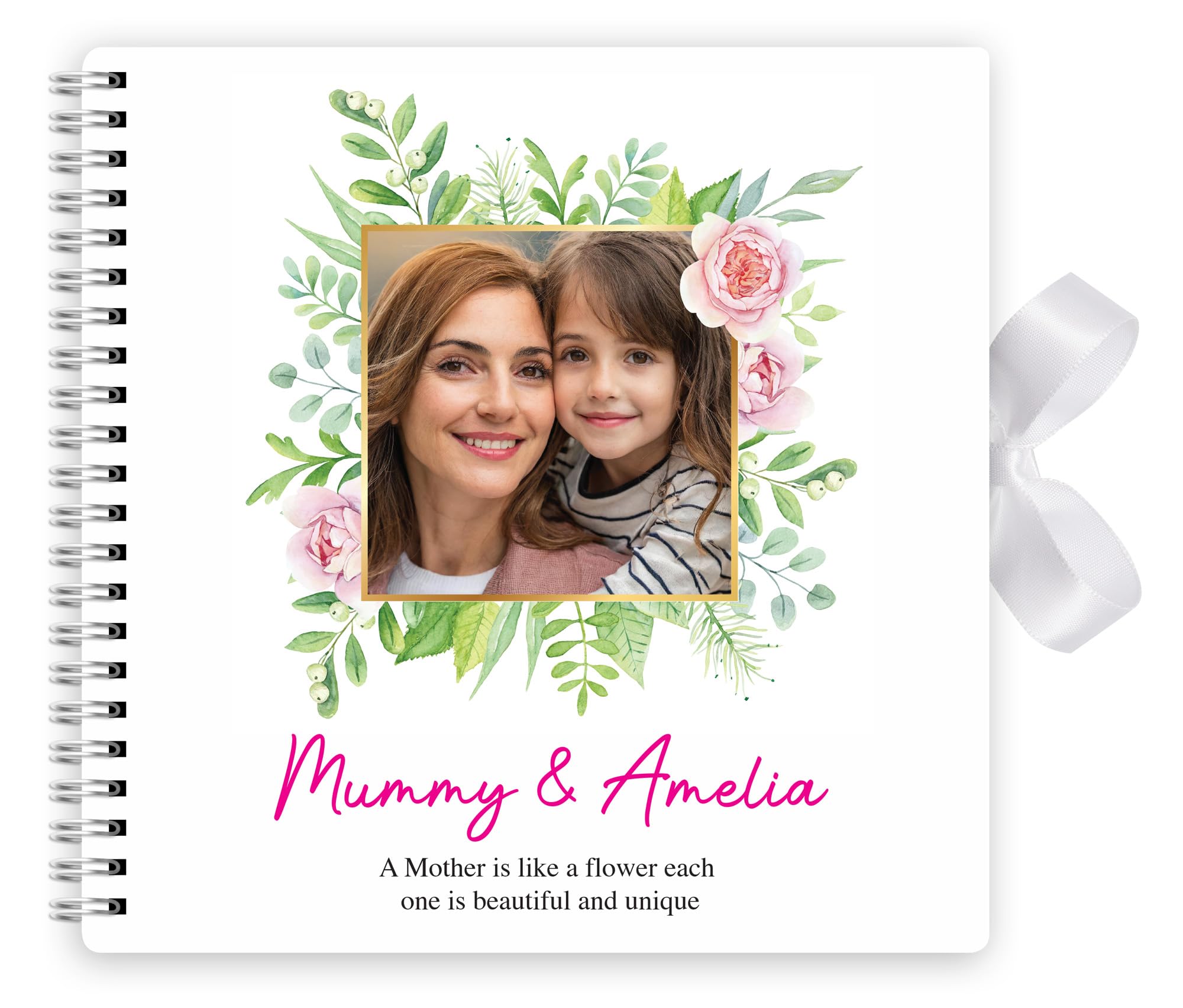 Star Online Green Leaf Personlised Mothers Day Gift Birthday Photo Album Memory Scrapbook Picture Present Unique Albums 20 X 20 With Ribbon Closure (Green Leaf)