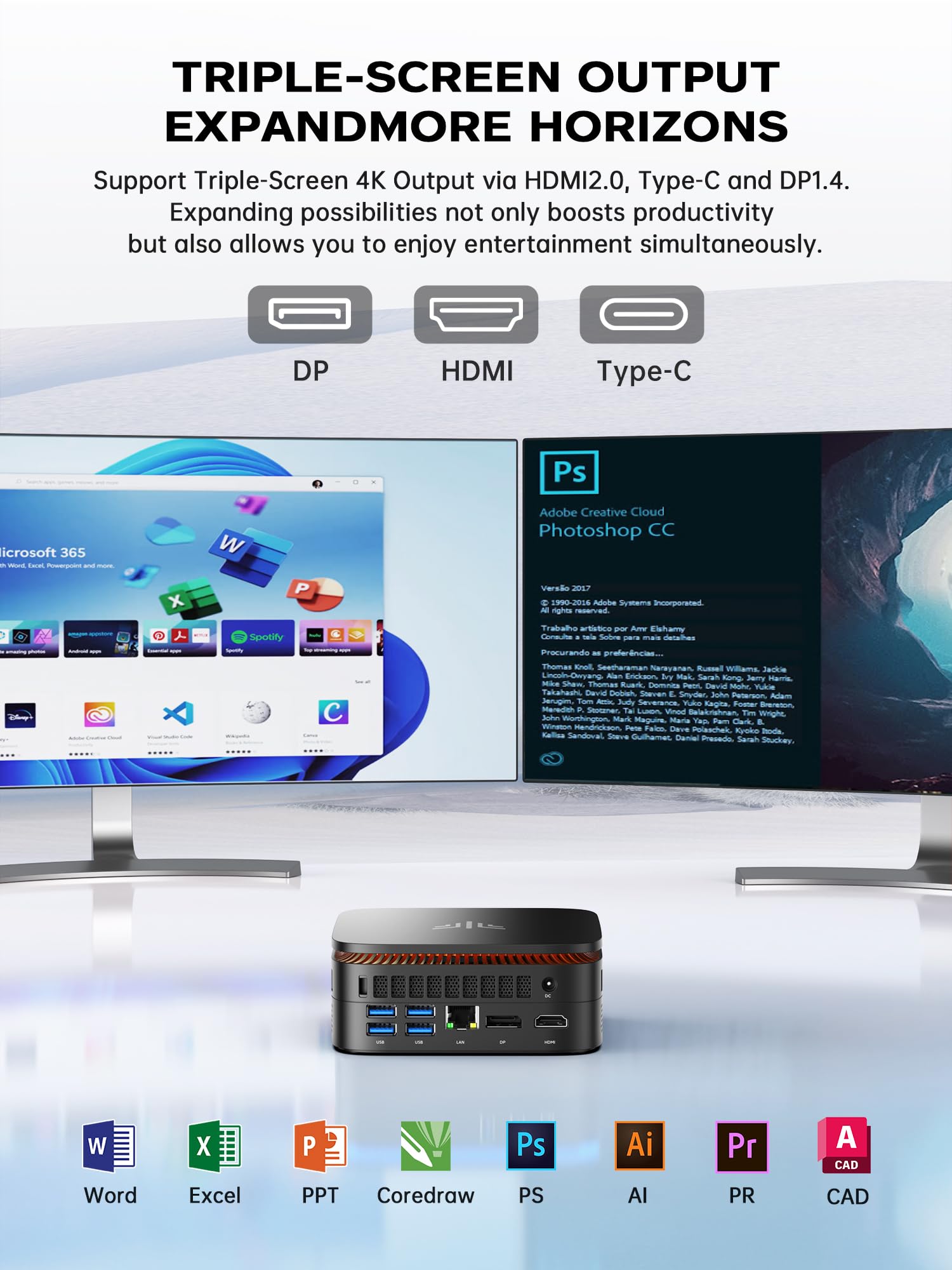 ACEMAGICIAN Mini PC 8GB DDR4 256 GB M.2 SSD, AMD Ryzen R2544(fino a 3,7 GHz) P1 W11 Pro Mini Computer, 4K UHD HDMI+DP+Type-C, WLAN, Bluetooth 4.2, Gigabit Ethernet Micro Desktop PC