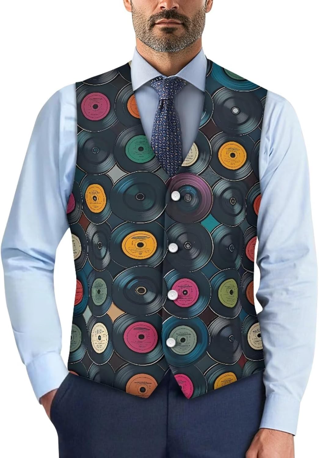 DISNIMO Mens Suit Vest Casual V-Neck Button Up Sleeveless Dress Vest for Men Formal Wedding Tuxedo Waistcoat