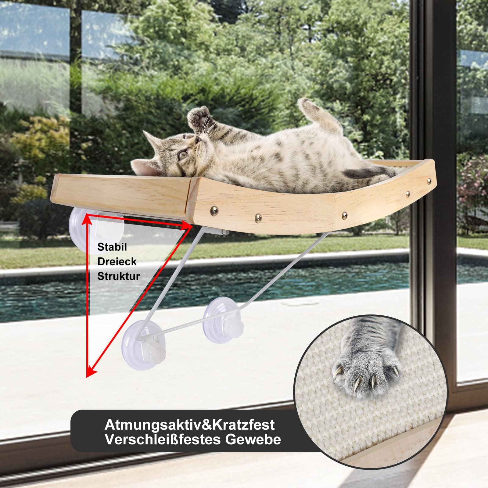 Fensterplatz Für Kätzchen - Fensterplatz Für Katzen | Katzen-Fensterbett, 2 -in-1 Kabellose Katzen-Hängematte, Kätzchen-Kletter-Fensterregal Aus Mit 3 Saugnäpfen, Katzen-Spiel-Klettersitz Für Haus