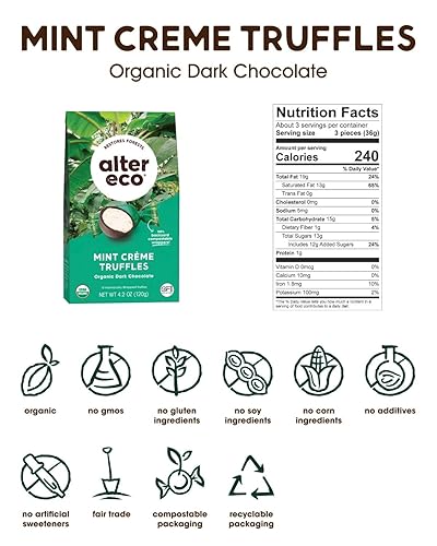 Miniatura 2 de Alter Eco  Trufas de crema de menta  58 cacao oscuro puro comercio justo orgánico sin OMG trufas de chocolate negro sin gluten  10 trufas