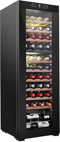 Schmecke - Refrigerador de vino de doble zona de 44 botellas  Bodega grande independiente  Refrigerador de vino digital de control de temperatura 41