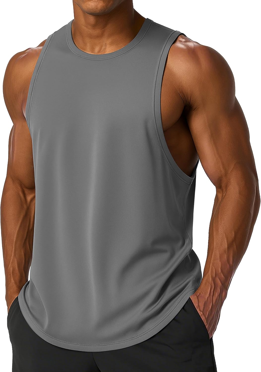 MAGCOMSEN Men's Tank Top Sleeveless Muscle Shirts Quick Dry Workout Gym Cut Off Shirt Lightweight Summer Bodybuilding Tee
