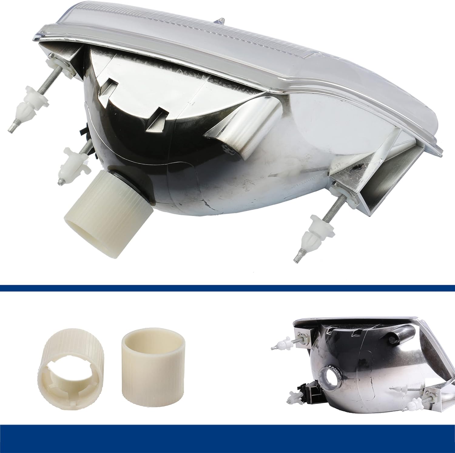 APSVE 2PCS Factory OE Style Headlight Assembly Set For 1998 1999 2000 Ford Ranger Pickup Truck Replacement Front Headlamps Chrome Clear Lens Driver and Passenger Side