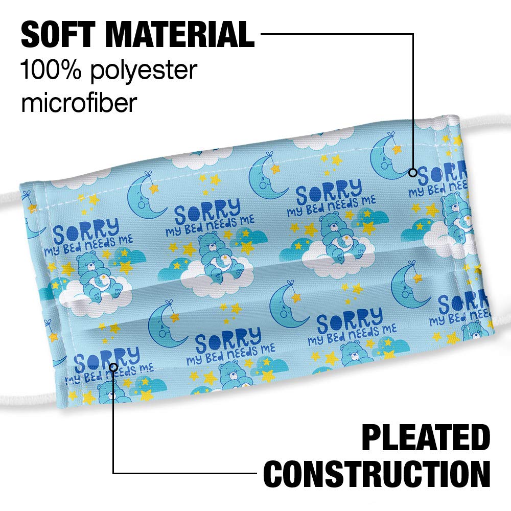 Popfunk Care Bears Bedtime Bear My Bed Needs Me 1-Ply Reusable Face Mask Covering, Unisex