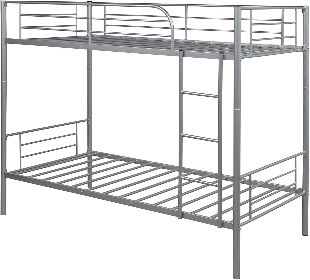 Steel Bunk Bed with Trundle, Twin Over Twin Metal Bunk Bed Frame Convertible Into 3 Platform Bed Frame Heavy Duty Sturdy Metal Bunk Beds Frame with Removable Ladder, Easy Assembly