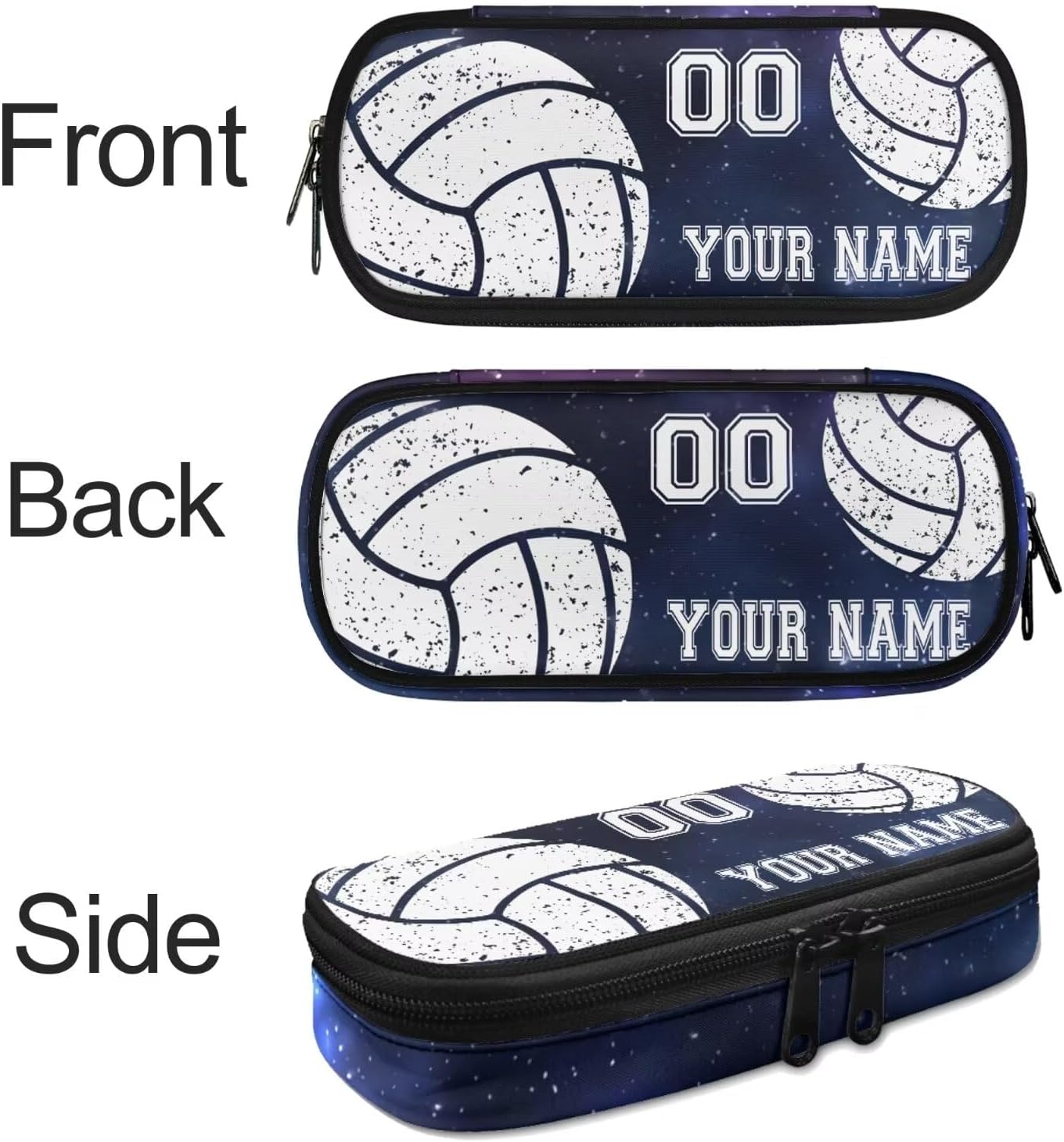 Bulopur Volleyball Print Toddler Boys Customized Travel Bookbags School Sling Bag Handbags Knapsack Lunch Bag with Thermal Insulated Cell Phone Waist Pouch, Blue Galaxy