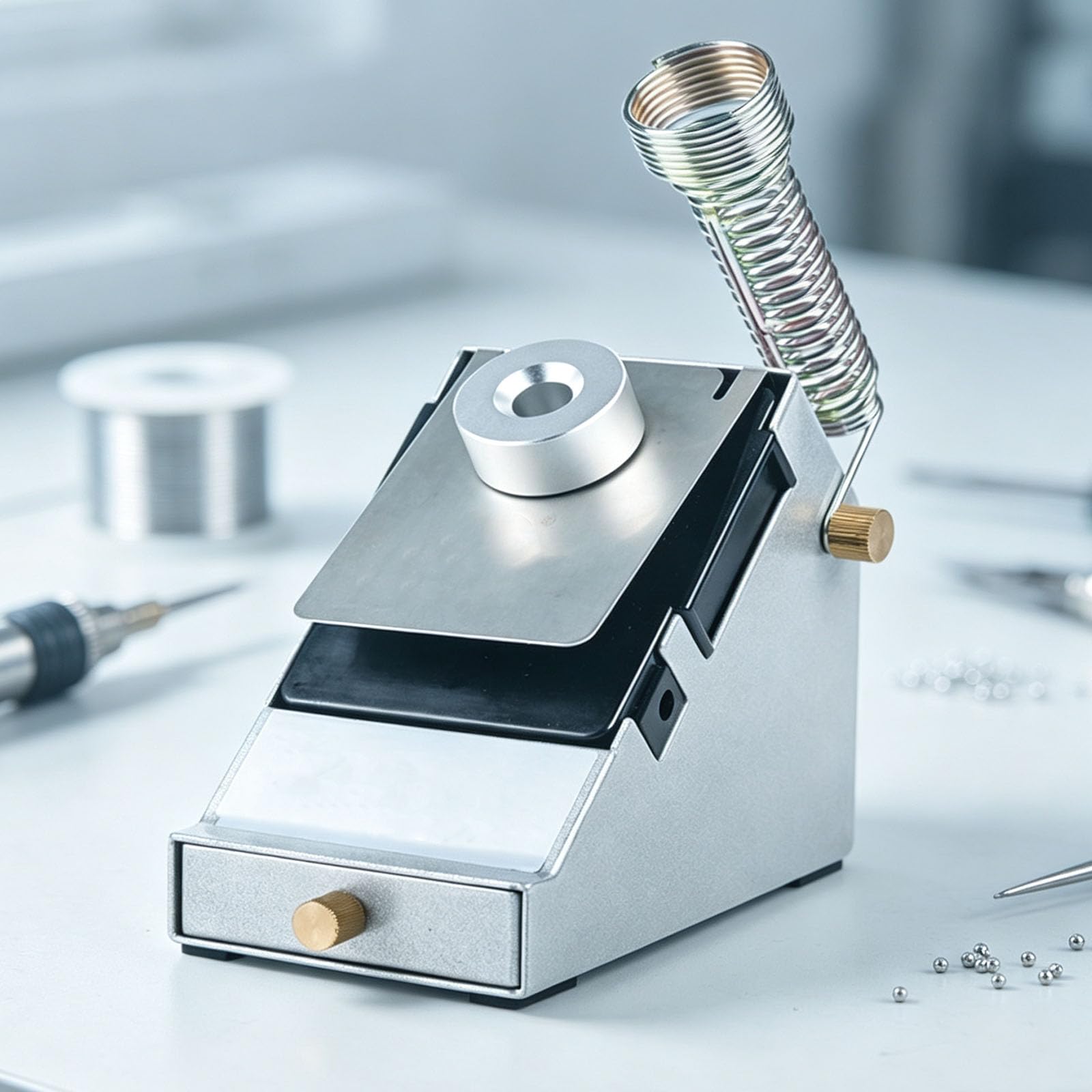 Pulitore Per Punte Di Saldatura, Stazione Di Pulizia Ad Aria Compressa Con Contenitore Per Scorie, Pulizia Senza Acqua, Design Anti-schizzo, Velocità 2500 Giri/min, Per Riparazione Pcb, Cura