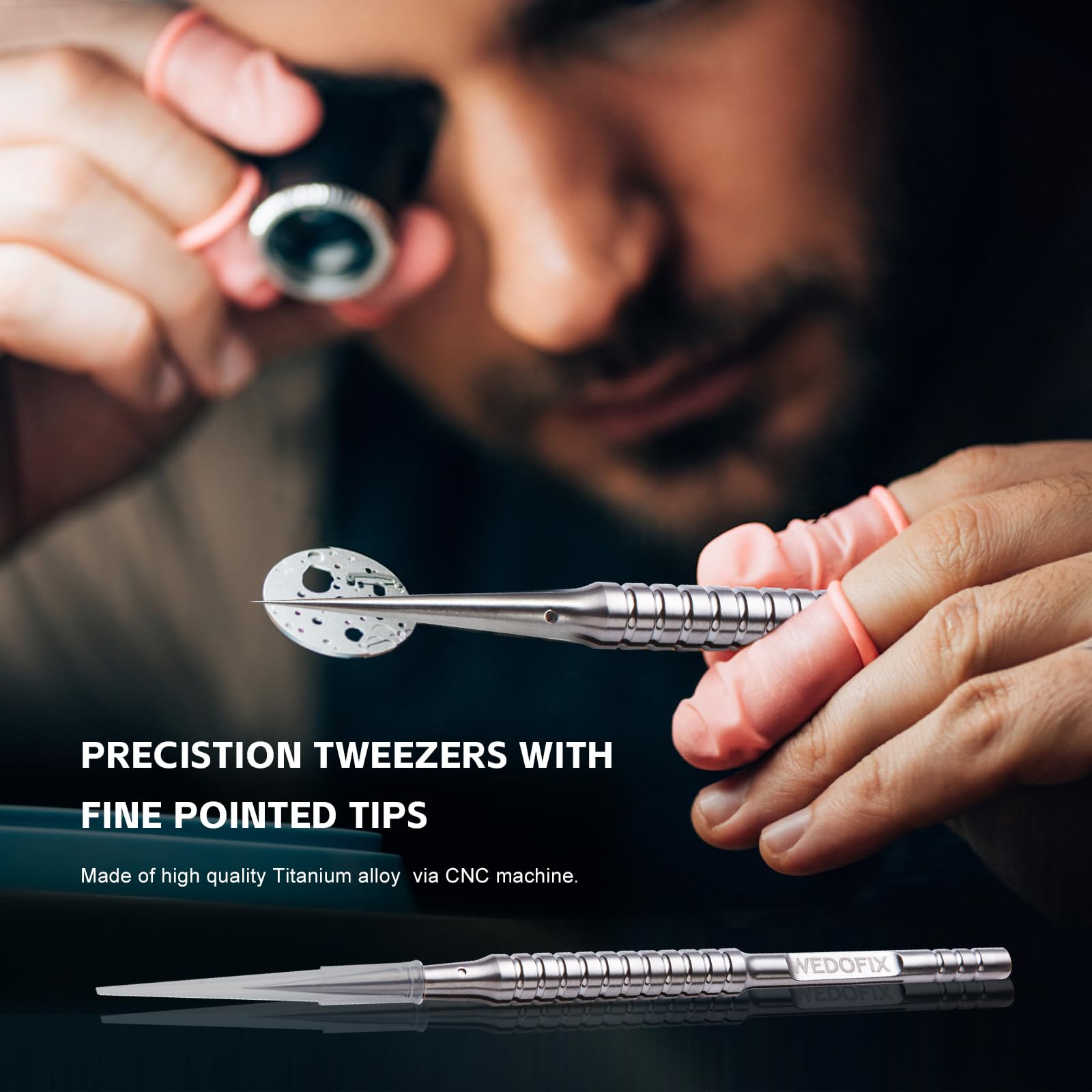 Pinzas de titanio de precisión con puntas finas, pinzas no magnéticas, pinzas plateadas para laboratorio, microtrabajo, reparación de relojes, mantenimiento electrónico