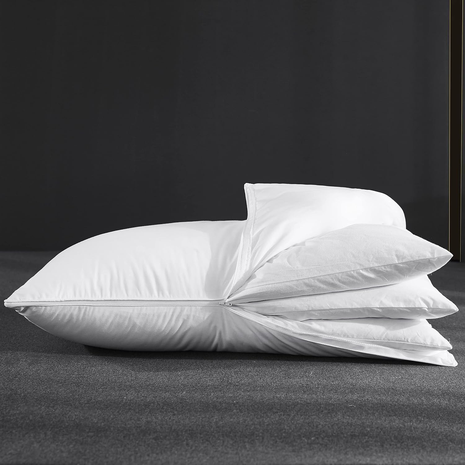 three geese adjustable layer goose feather pillow queen size,assemblable bed pillow with pillowcase,100% soft cotton cover,good for side and back stomach sleeper,packaging include 1 pillow. queen/standard (pack of 1) white - adjustable gusset pillow 2.0
