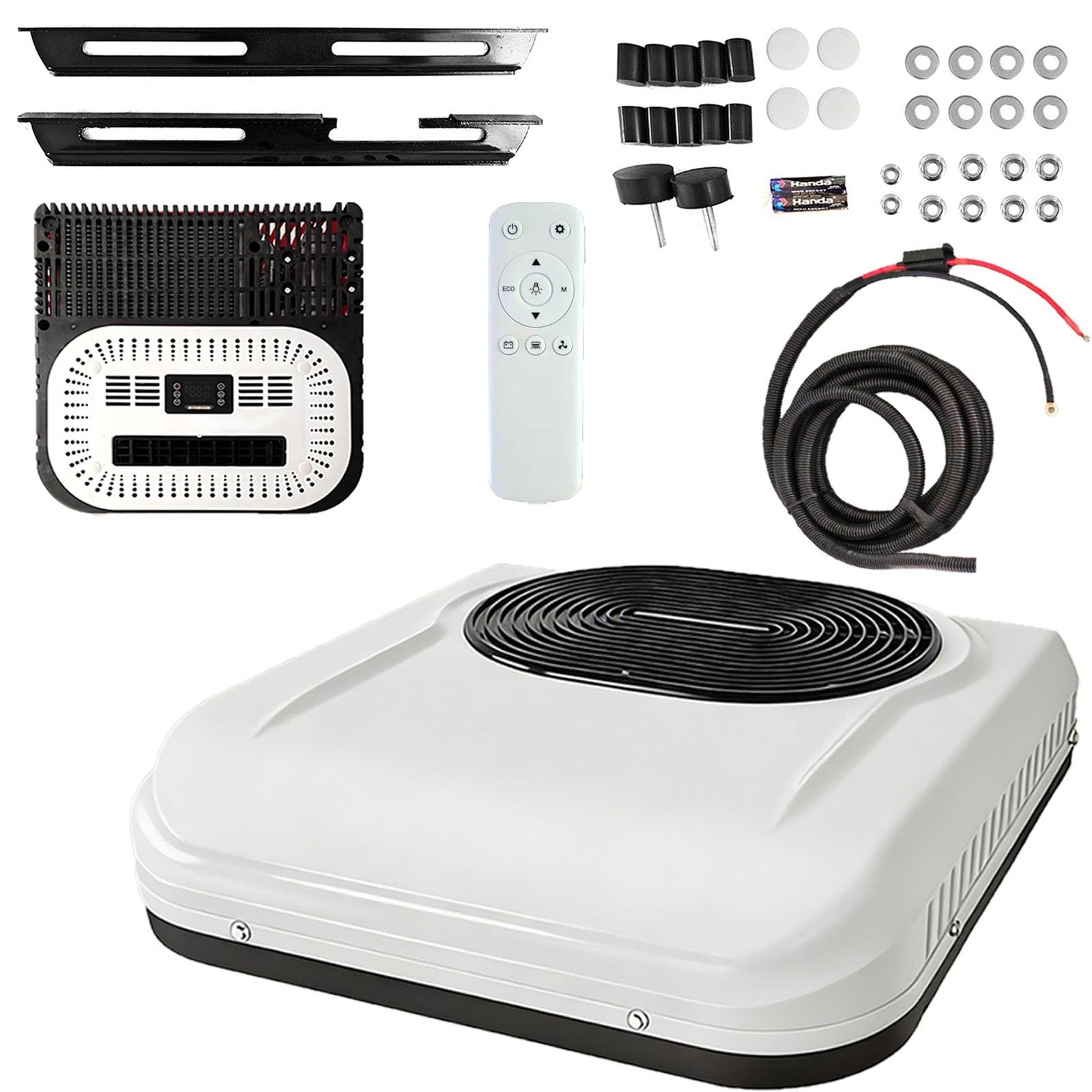 DC 12 Volt 24 Volt Climatizzatore per Camper da Tetto 1800W Raffreddamento Inverter Stazionario con Protezione Batteria per Notte Camion Roulotte Camper(Rotor Type,24V)