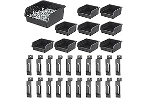 Sumnacon Small Parts Storage Bins for Garage: Adjustable Slatwall Bins with Hooks...