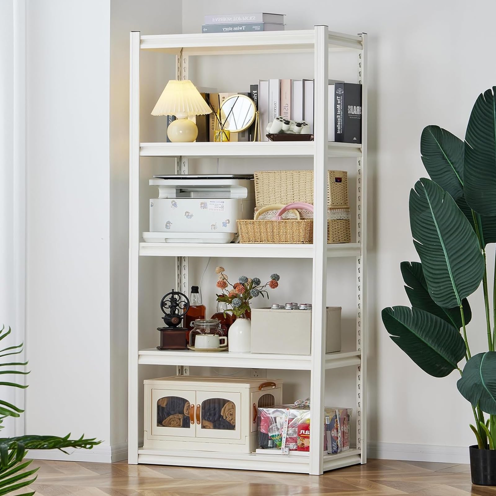 Estante de metal ajustable de 4/5 niveles, moderno para sala de estar, dormitorio, cocina y despensa, Slish Home Nizer (80 x 40 x 160 cm) y diseño que ahorra espacio