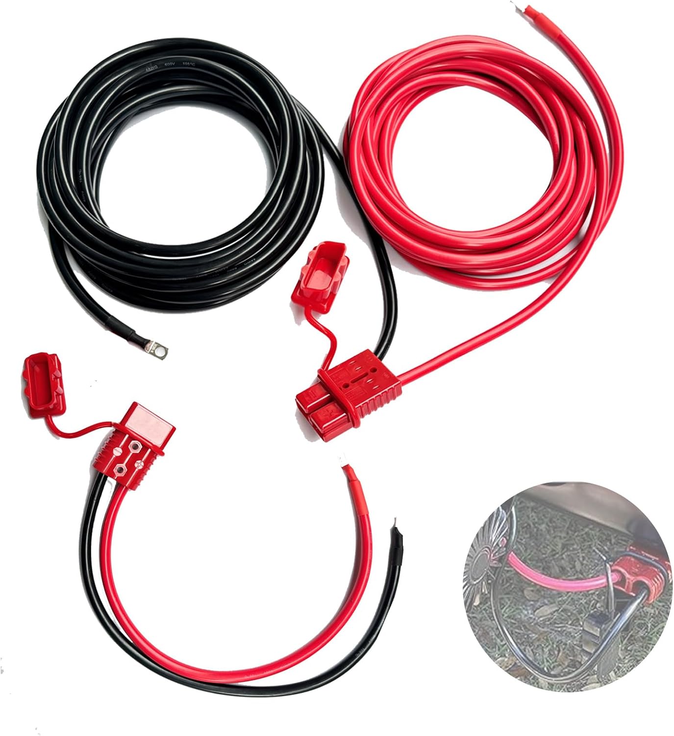 Quick Disconnect Winch Power Cable,24 FT 4 Gauge 4 AWG, Heavy Duty Quick Disconnect Cables with Quick Connect Plugs, for a Wide Range of Winching Applications