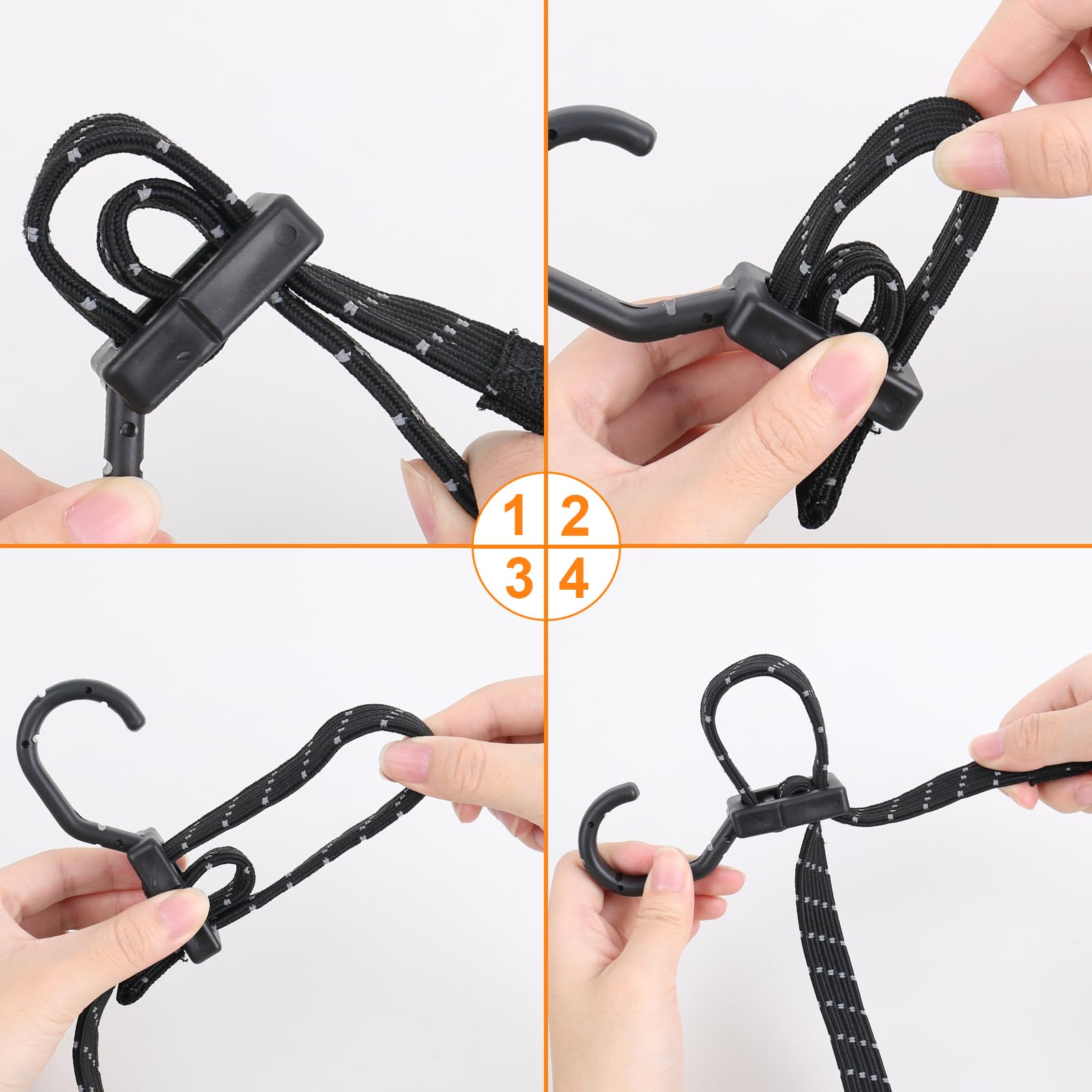 Lot De 12 Tendeurs Réglables En Caoutchouc Avec Crochets En Métal - 100 Cm - Noir - Extra Résistant - Pour Voile D'ombrage, Jardin, Vélo, Voiture, Bâche