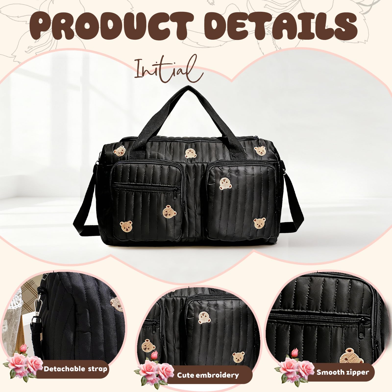 YOUYIKE Sac Langer Maternité Grande, Sac pour l'hôpital, Change Bebe Mommy Bag Matelassé, pour Accouchement à l’Hôpital, Voyage, Camping, Maison, Shopping - 4