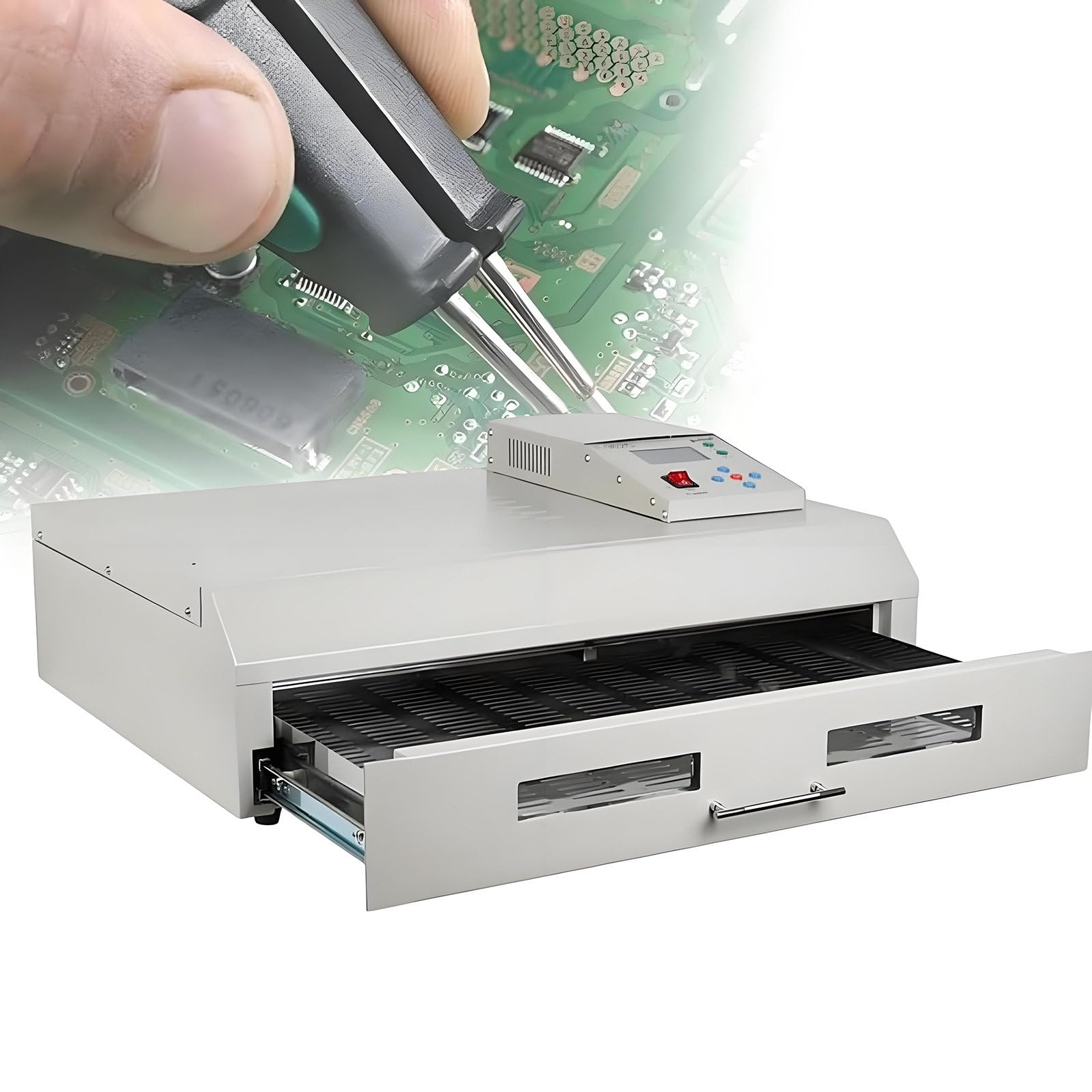 GUTYGIO Automatic Reflow Welding Machine, Reflow Oven 800w/1500w/2500w, Bga SMD SMT Rework Station, Professional Infrared Heating Welding Machine T962C