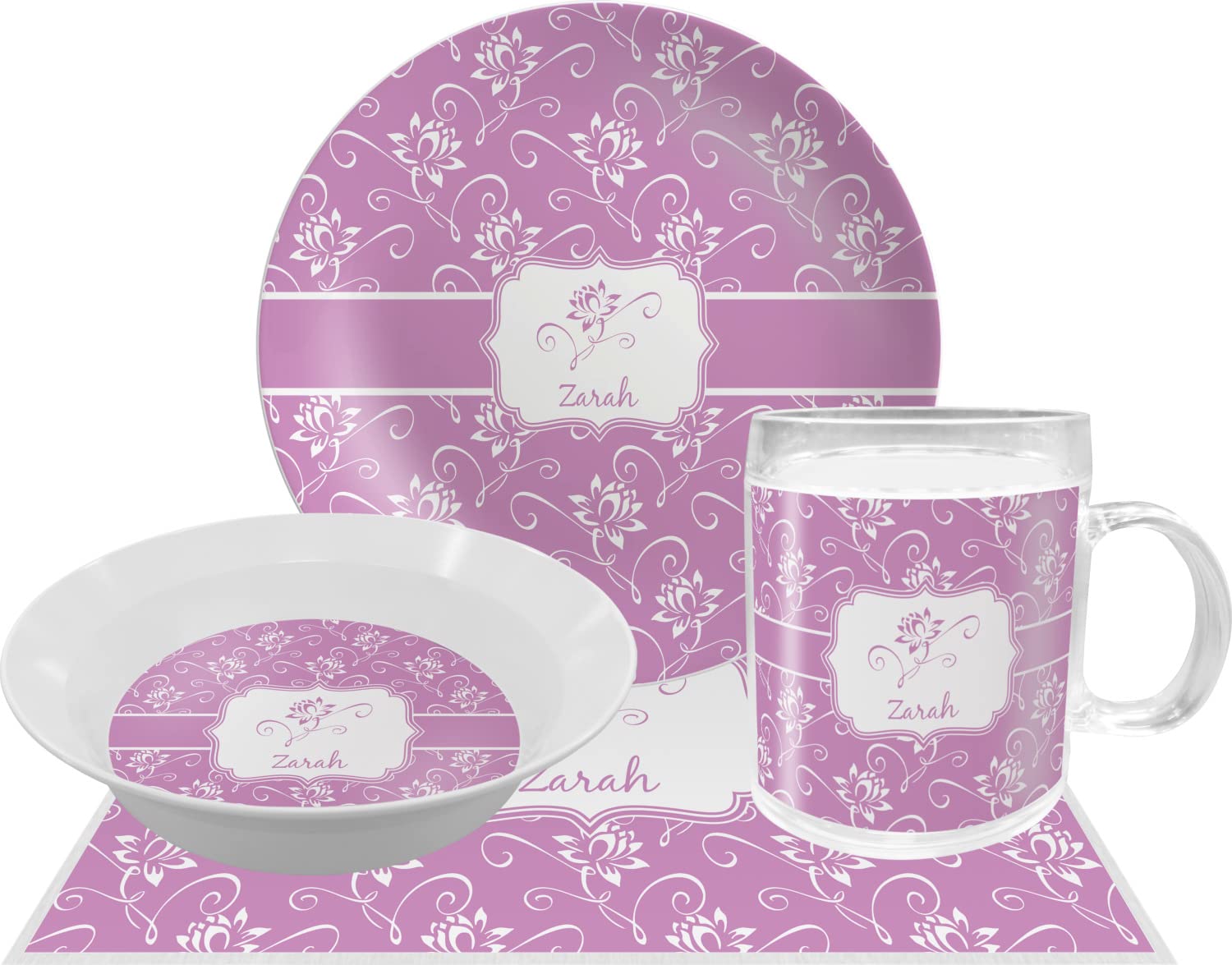 Personalized Lotus Flowers Melamine Bowl - 12 oz