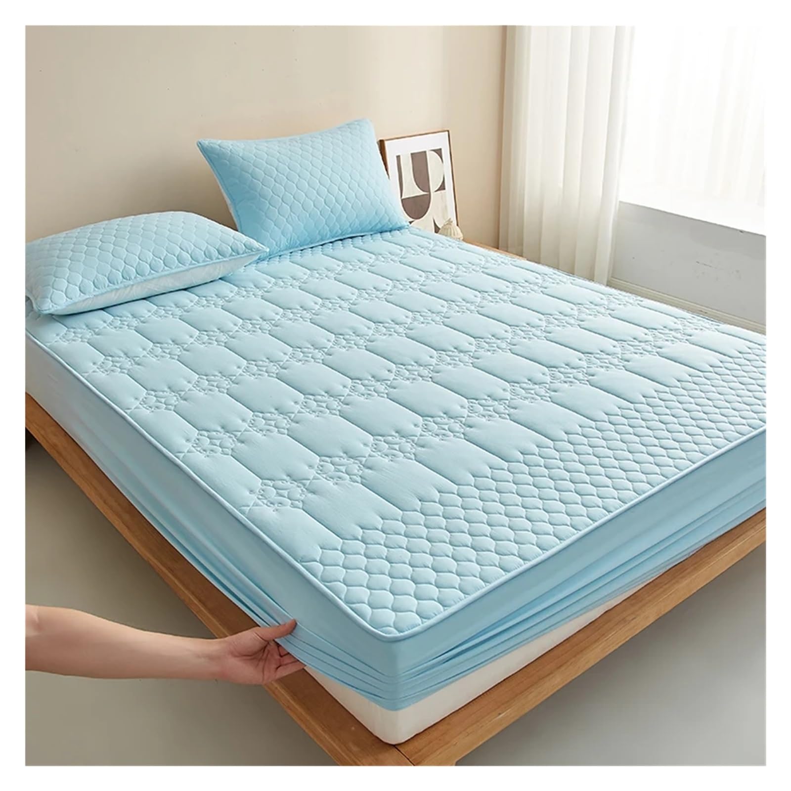 Mattress Protector Waterproof Mattress Protector, Cotton Mattress Cover, Soft Bed Cover, No Pillowcase(Blue,140x200cm(55x79 in))