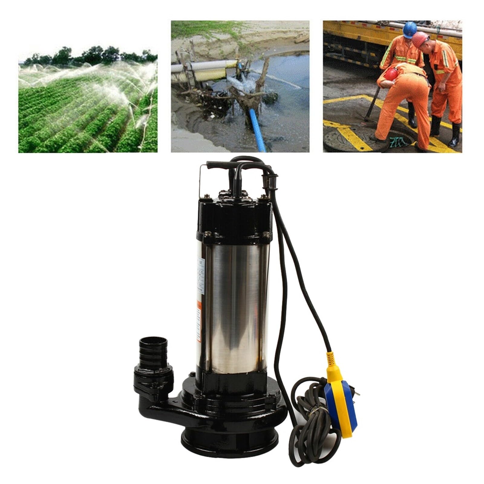Bomba Sumergible For Aguas Residuales De Alta Resistencia 1,5 KW, Acero Inoxidable, Con Interruptor Flotador For Tanque Séptico Sótano, 36000 L/h Potente Flujo De Agua