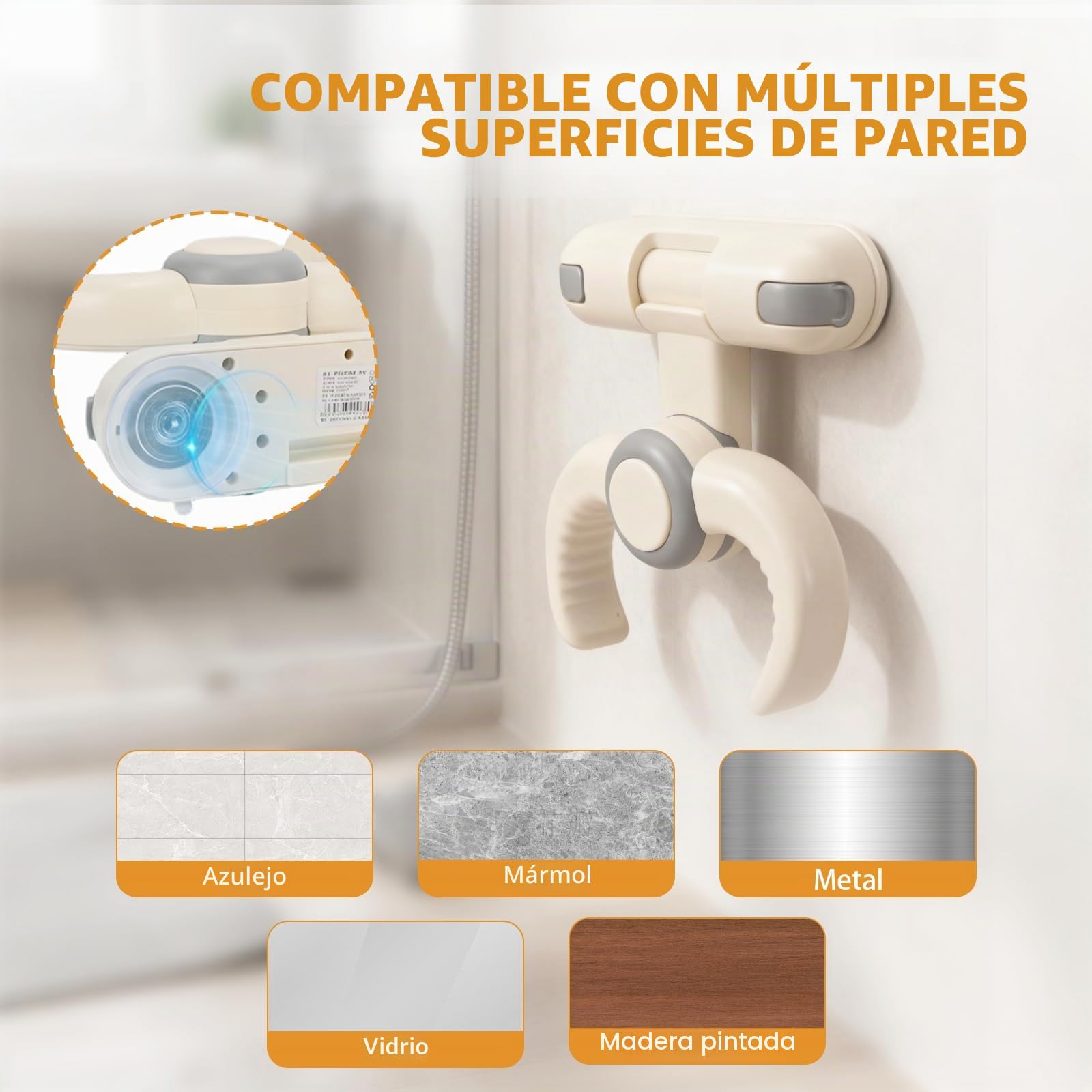 Soporte Ducha Bebé | Altura Reg. 26-35cm | Antideslizante Asa Seguridad | Plegable sin Instalación | BPA-Free 6-36 Meses