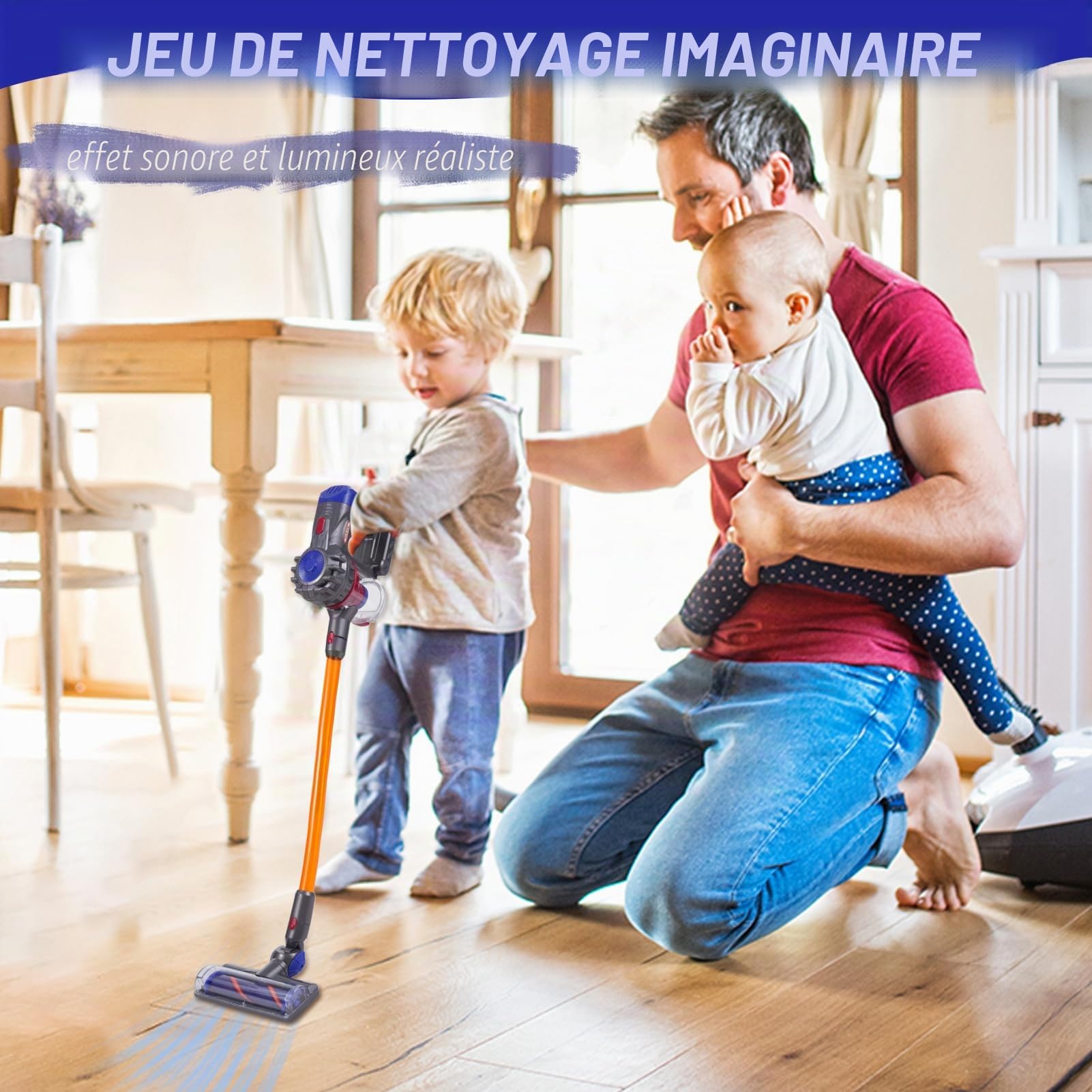 Goolsky Aspirateur Jouet aspirateur 3 en 1 pour s Qui Fonctionne Vraiment avec aspirateur sans Fil, Jouet interactif pour s