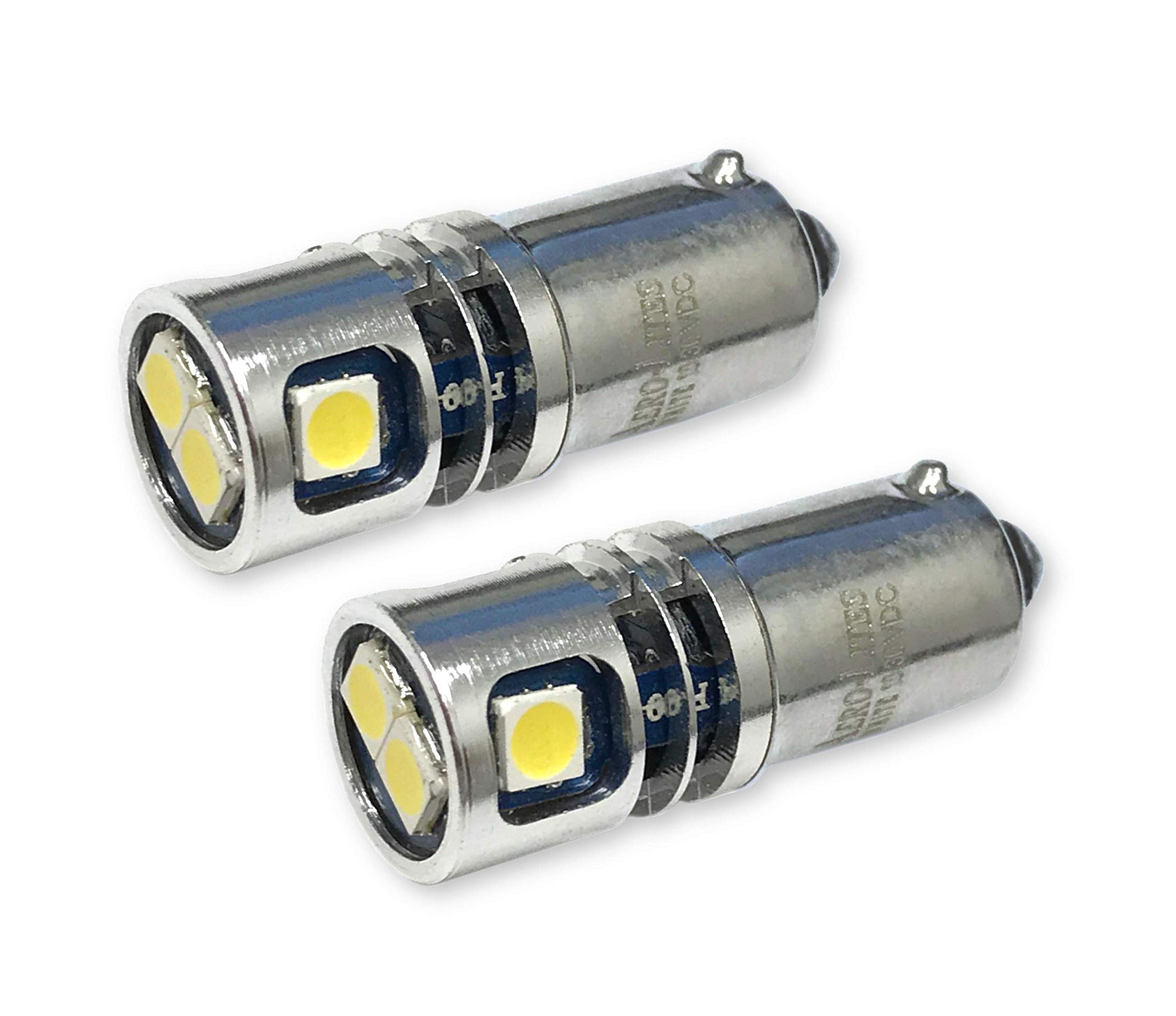 High Output 12/28VDC BA9S T3-1/4 Miniature Bayonet Base LED Replacement Bulb | Replaces Bulbs 12V: 1414 1416 1813 1816 1895 | 28V: 313 1495 1819 1820 1864 757 (2-Pack; Pure White)