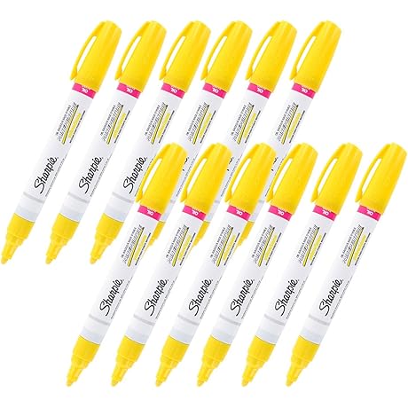 Sharpie Oil-Based Paint Marker, Medium Point, Yellow Ink, Pack of 12