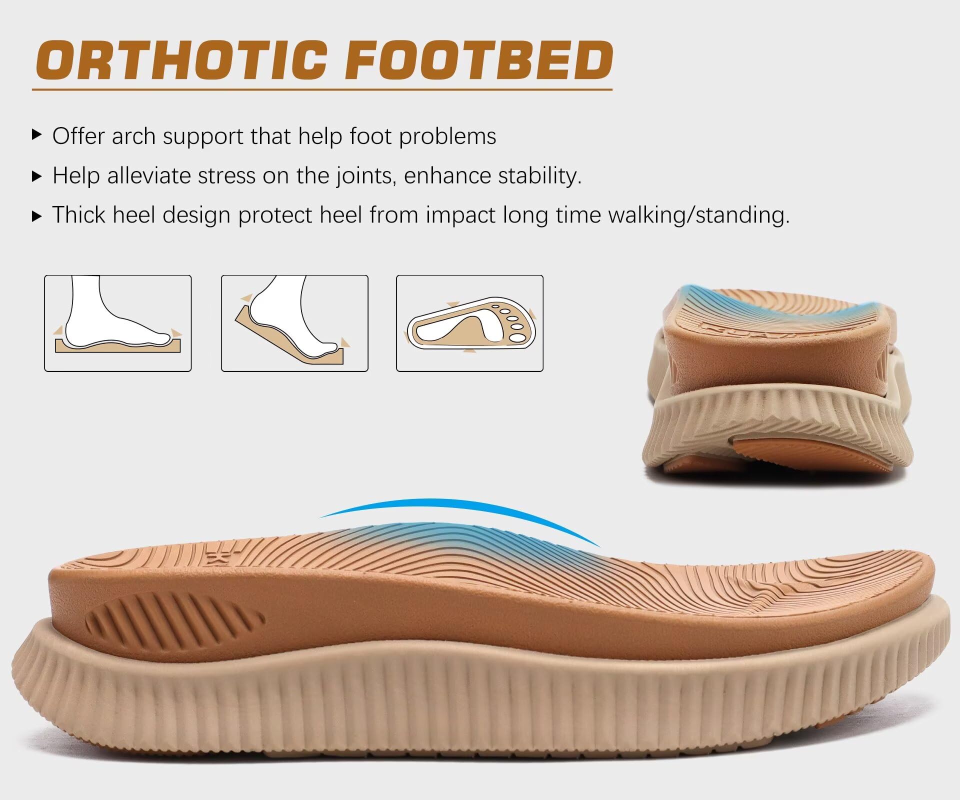 KuaiLu Chanclas OrtopéDicas Mujer Almohadillas Gruesas RecuperacióN Tela Sandalias Verano Slip On Esterilla Yoga Deporte Senderismo CóModas Fascitis Plantar Soporte Arco Playa