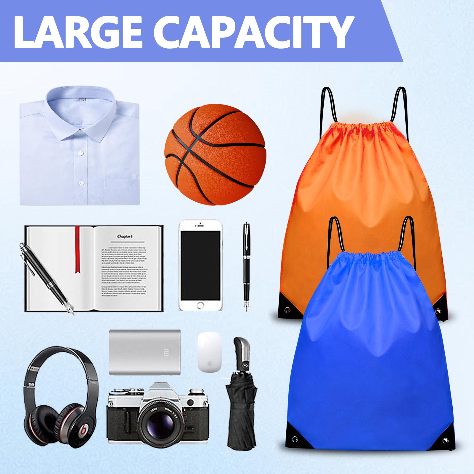 YONEEKSS 2 Pack Drawstring Bags, PE Bags Drawstring Gym Bag for Kids Adults String Swimming Bag Trainer Bag - Image 4