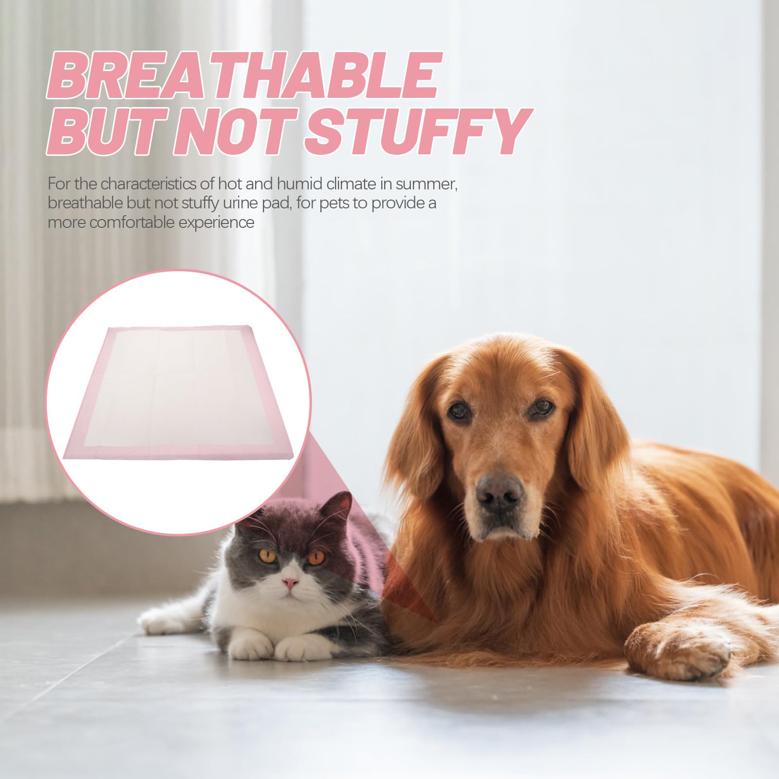 Abaodam Tappetini Igienici Assorbenti per Cani e Cuccioli 60x60 Cm Confezione 40 Pezzi Colore Rosa per Addestramento Piccoli Animali Domestici come Gatti, Criceti e Furetti, Materiale