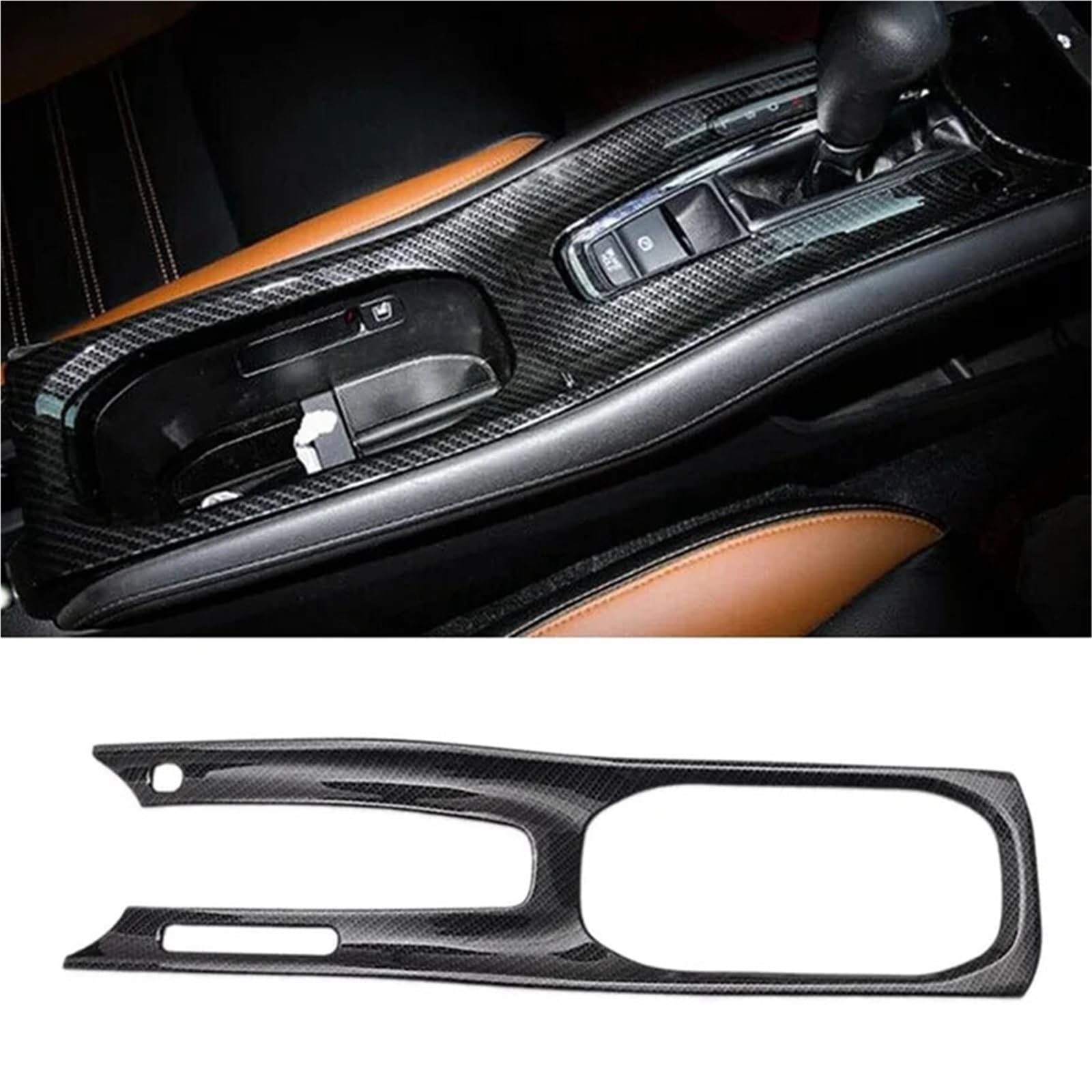 Folia na panel‌ Okleina skrzynia biegów‌ Konsola zmiany biegów Panel uchwytu na kubek Pokrywa wykończenia Akcesoria pasujące do Honda HRV HR-V VEZEL 2015-2022, ABS Włókno węglowe