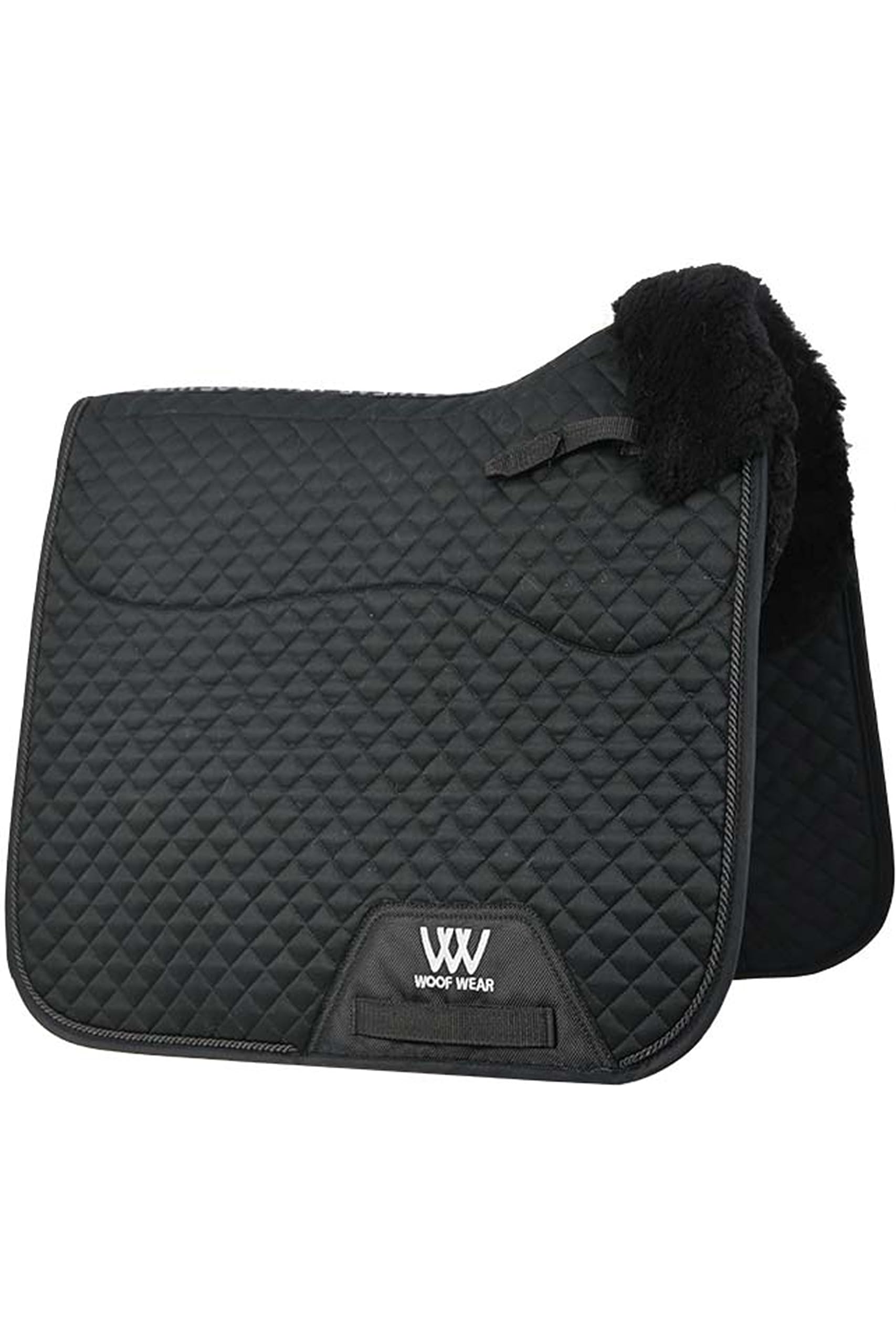 Woof Wear Vision Elegance Sheepskin Dressage Saddle Pad - Black - Luxurious sheepskin - Easy fit D ring straps