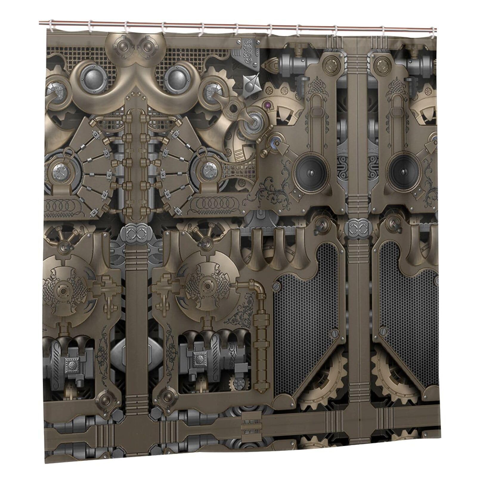Rideau de douche steampunk engrenages imperméable grand format 183x183