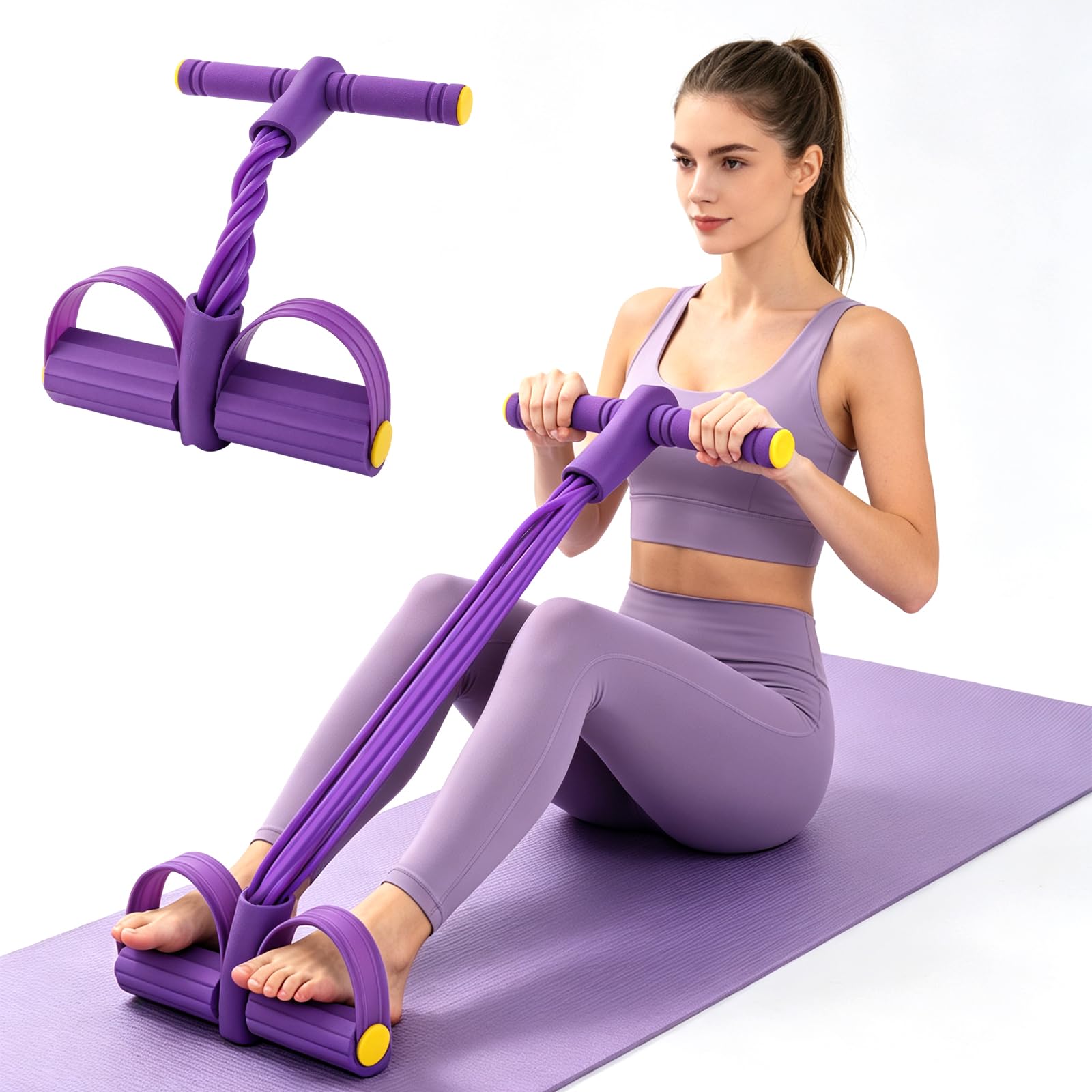 LIUCONGBD Abdominal Trainer & Tension Rope, 6-Tube Pedal Resistance Band
