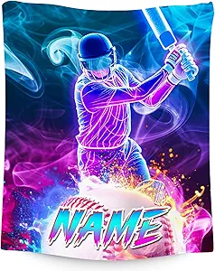 Baseball Blanket for Boys, Custom Kids Blankets, Personalized Sports Gifts with Name, Soft Fleece Throw for Son, 30"x40"