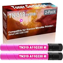 2-Pack Magenta Compatible High Yield TN319 TN-319 TN319M Printer Toner Cartridge use for Konica Minolta Bizhub C360 C220 C280 Printers