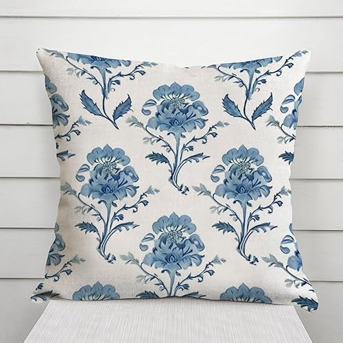 Miniatura 3 de Mughal - Fundas de almohada de monzón de flores chinoiserie, funda de almohada asiática, funda de cojín azul de 18 x 18 pulgadas, funda de almohada