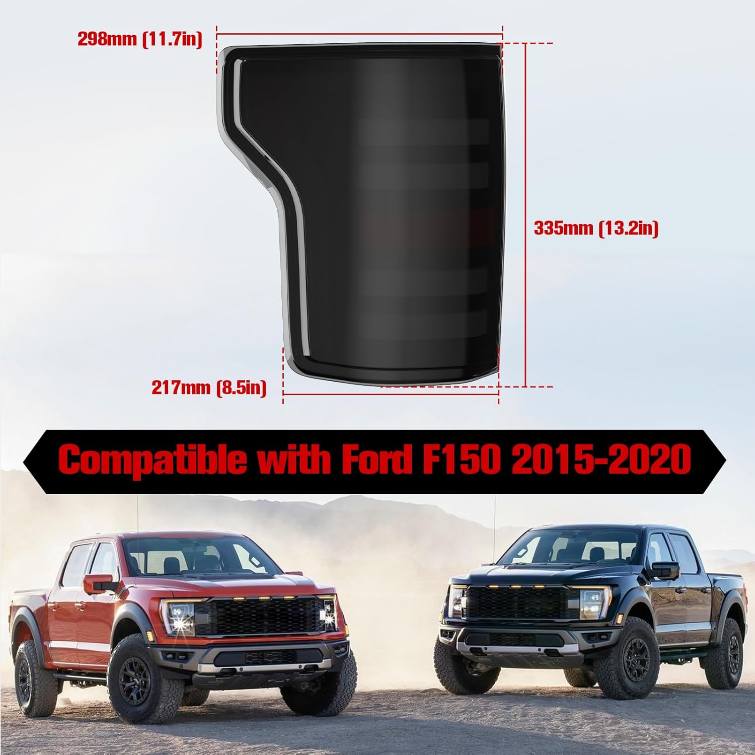 Full LED Smoked Taillight for Ford F150, Brake Reverse Trun Signal Parking Tail Light Assembly for Ford F-150 2015-2020 Accessories(2PCS)