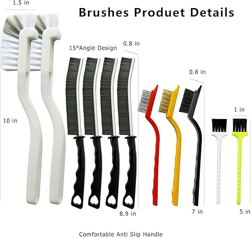 Miniatura 5 de 11 cepillos de limpieza de hendiduras, cepillo de limpieza de huecos con mango largo, cepillo de limpieza de huecos pequeños para baño, cocina,