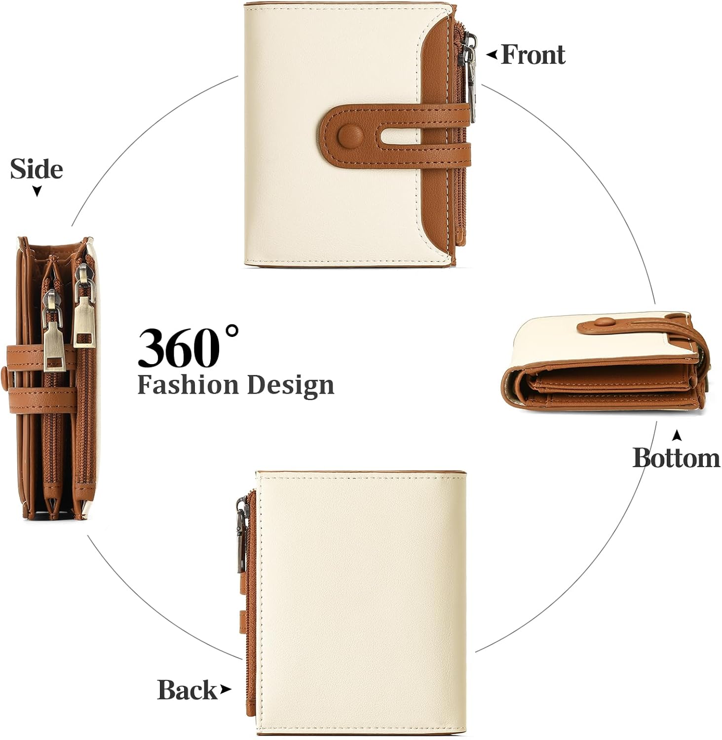 GAEKEAO Small Wallet for Women, Bifold RFID Blocking Credit Card Case Purse with Zipper Pocket - Image 3