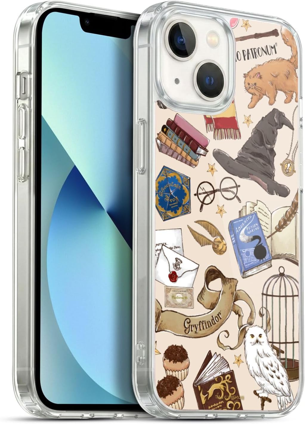 Head Case Designs Officially Licensed Harry Potter Hogwarts Pattern Deathly Hallows XXXVII Gel Case [Military Grade Protection] Compatible with Apple iPhone 13