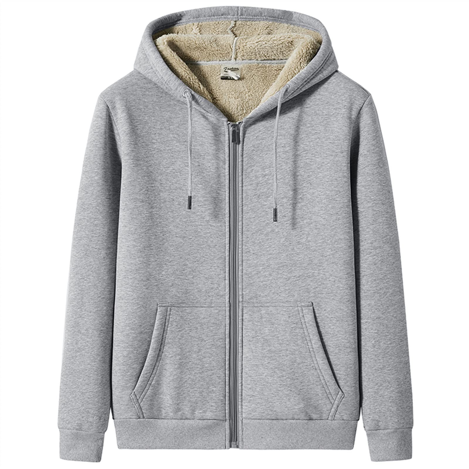 bluza z kapturem Odzież męska Zimowa gruba ciepła bluza z kapturem Męska bluza z polaru Szczotkowana bluza z kapturem i zapinana na zamek Termiczna bluza z kapturem bluza(A127,68-75 kg 2XL)