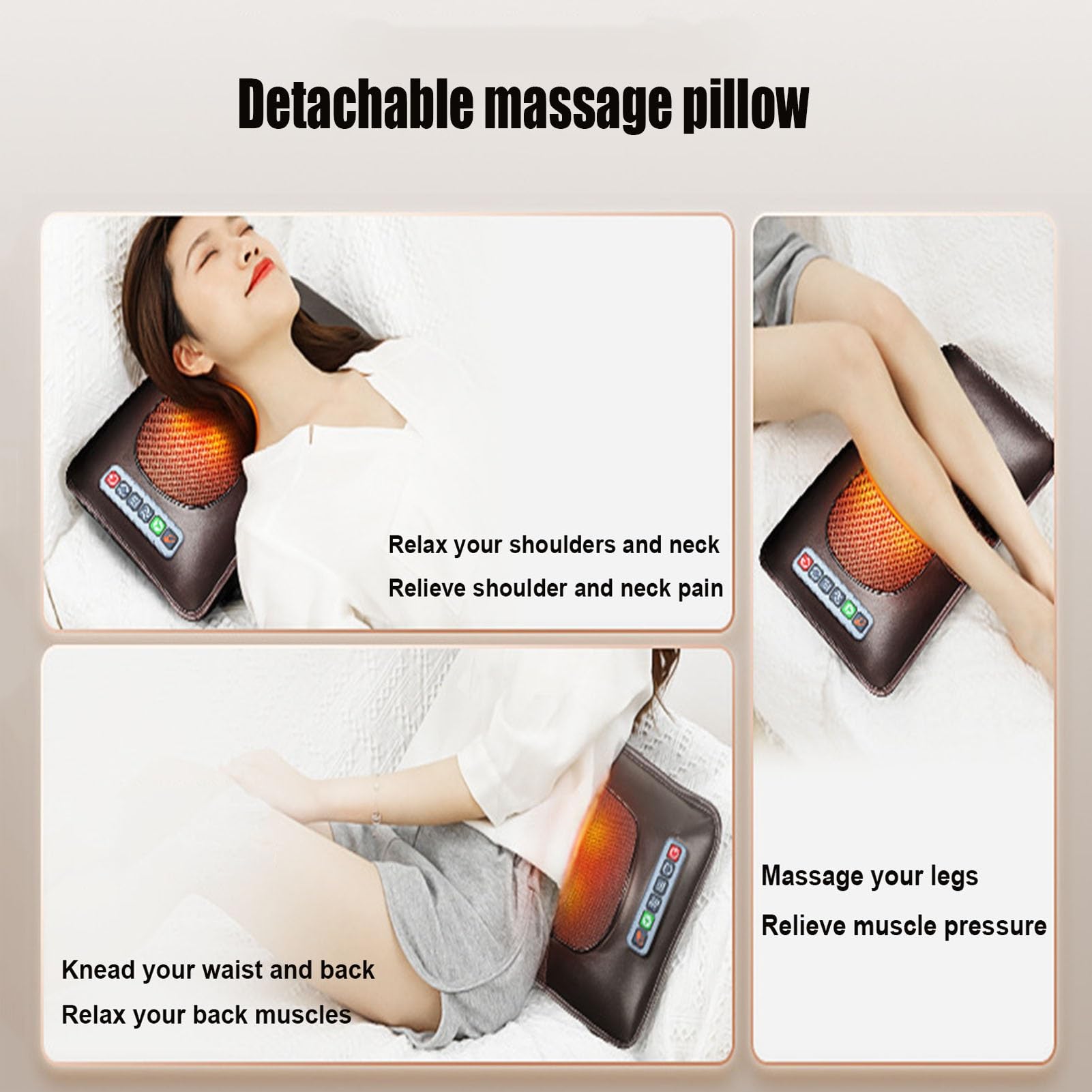 Generico Tappetino per Massaggio Completo del Corpo con Calore, Materasso per Massaggio Portatile e Pieghevole, Cuscino per Sedia, Cuscino per Massaggio della Schiena con 10 Motori vibranti