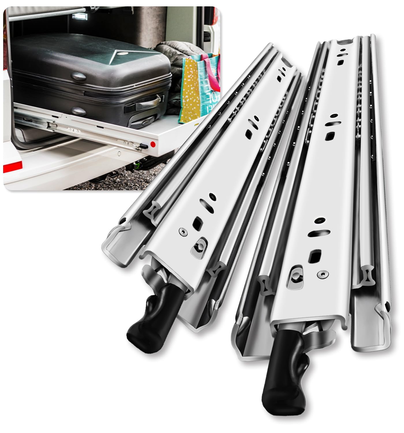 Heavy Duty Locking Drawer Slides Full Extension Runners with Lock 12 14 16 18 20 22 24 26 28 30 32 34 36 38 40 Inch Side Mount Ball Bearing Rails Track Glides 150 Lbs (with lock, 40 inch)