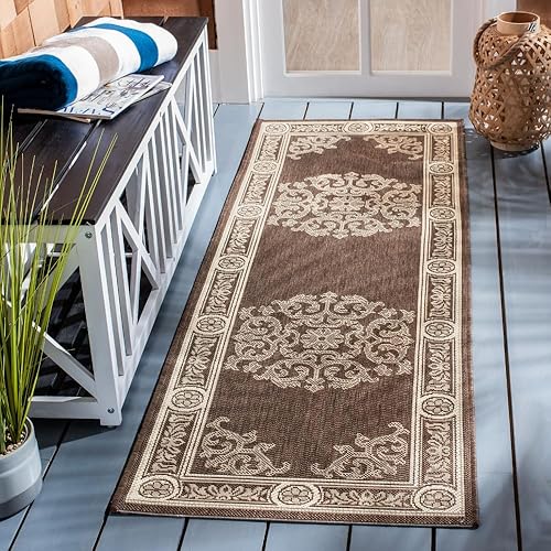 Miniatura 7 de SAFAVIEH Courtyard Collection CY2914 - Alfombra cuadrada para interiores y exteriores, impermeable, fácil limpieza, 6 pies 7 pulgadas, color negro y