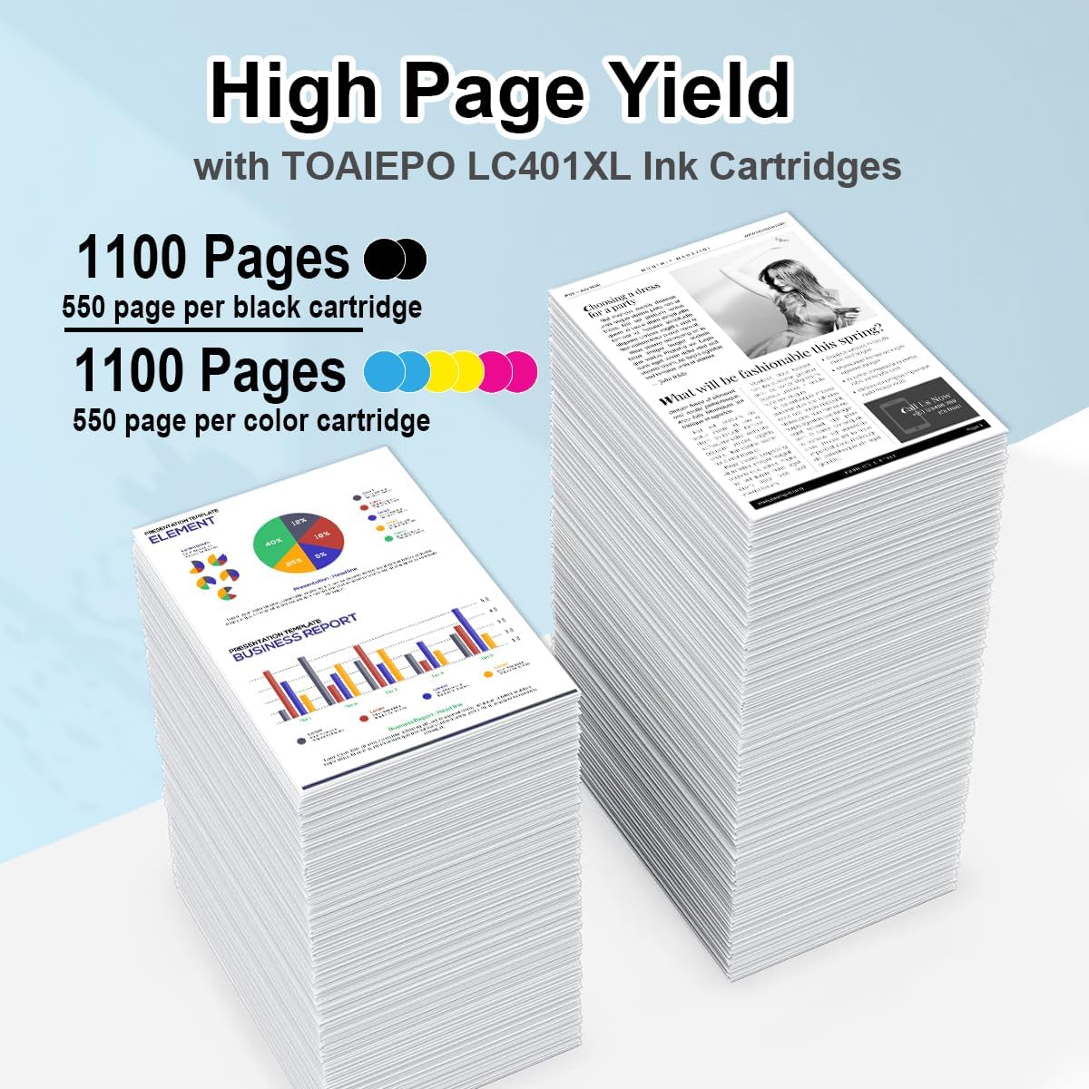 High Yield LC401XL Ink Cartridges Compatible for Brother LC401 Cartridges Work with Brother MFC-J1010DW MFC-J1012DW MFC-J1170DW MFC-J1800DW, 8 Pack