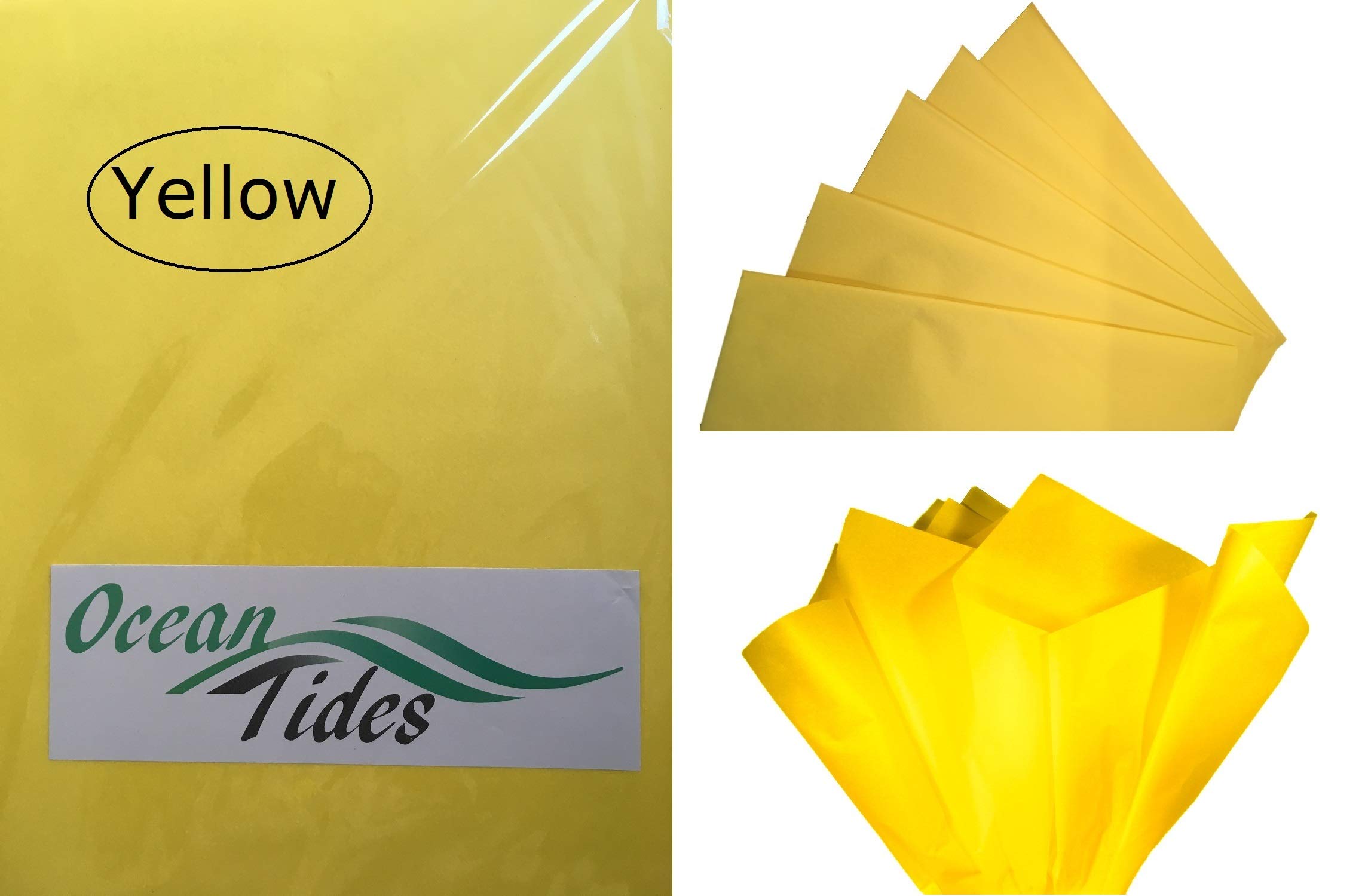Ocean Tides Tissue Paper Gift Wrap Bulk Wrapping Packing 100 Sheets of | Yellow | Gift Wrapping Paper Pack for Birthdays, DIY Crafts, Christmas | 15 x 20 inches |