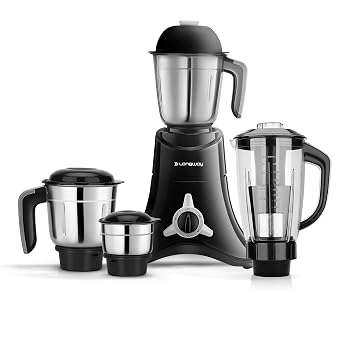 Longway Orion 900 Mixer Grinder with 4 Unbreakable Jars (Powerful Motor) with 1 Year warranty - Black & Silver